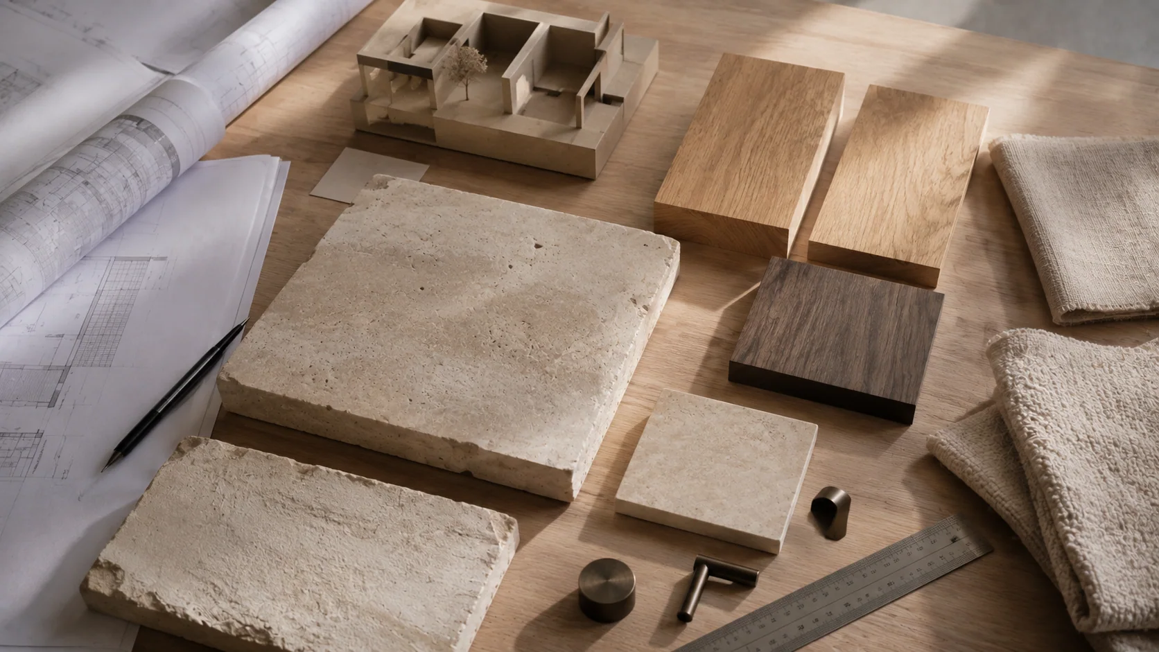 Overhead spa material study in natural daylight